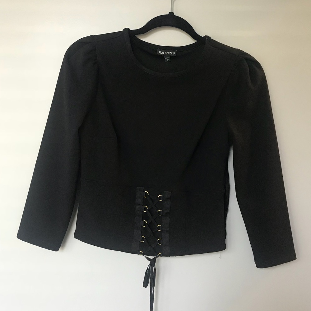 Express Black Lace Up Top